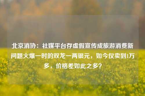 北京消协：社媒平台存虚假宣传成旅游消费新问题火爆一时的双龙一两银元，如今仅卖到1万多，价格差如此之多？