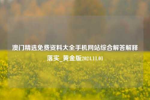 澳门精选免费资料大全手机网站综合解答解释落实_黄金版2024.11.01