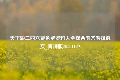 天下彩二四六票免费资料大全综合解答解释落实_青铜版2024.11.02