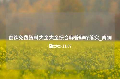 餐饮免费资料大全大全综合解答解释落实_青铜版2024.11.07