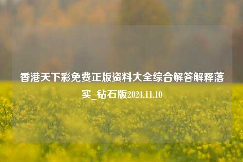 香港天下彩免费正版资料大全综合解答解释落实_钻石版2024.11.10