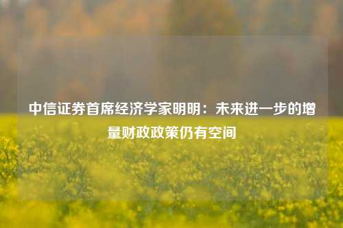 中信证券首席经济学家明明：未来进一步的增量财政政策仍有空间