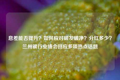 息差能否提升？如何应对破发破净？分红多少？兰州银行业绩会回应多项热点话题