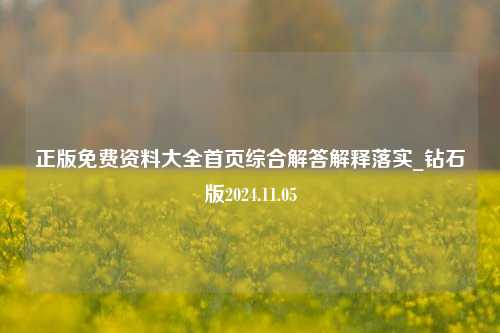 正版免费资料大全首页综合解答解释落实_钻石版2024.11.05