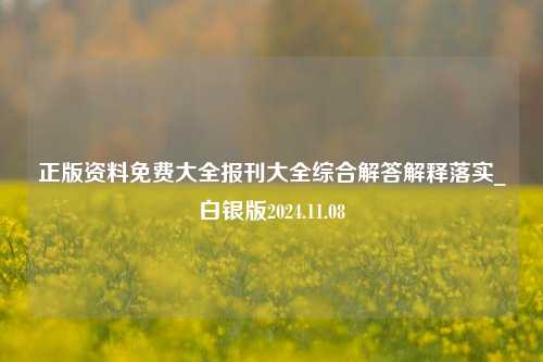 正版资料免费大全报刊大全综合解答解释落实_白银版2024.11.08