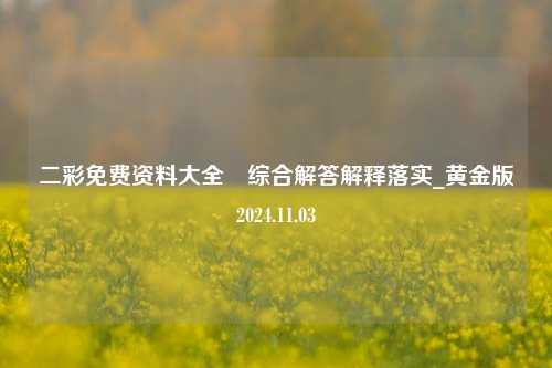 二彩免费资料大全亅综合解答解释落实_黄金版2024.11.03