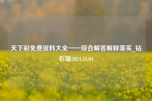 天下彩免费资料大全一一综合解答解释落实_钻石版2024.11.04