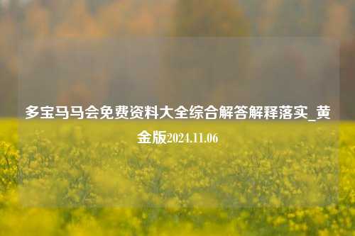 多宝马马会免费资料大全综合解答解释落实_黄金版2024.11.06