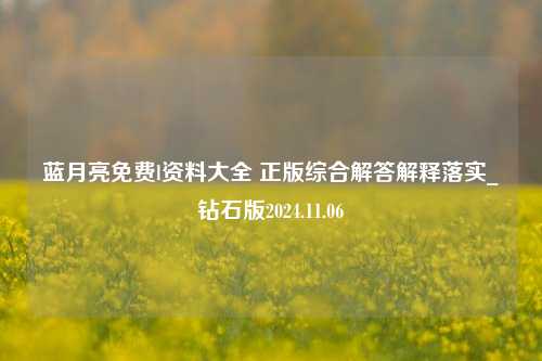 蓝月亮免费l资料大全 正版综合解答解释落实_钻石版2024.11.06