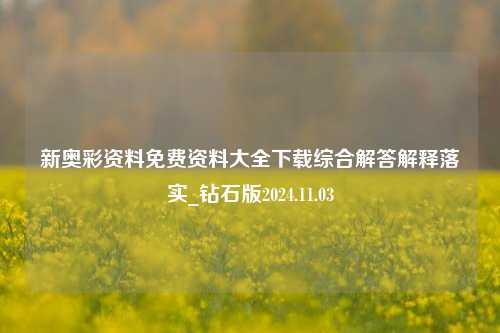 新奥彩资料免费资料大全下载综合解答解释落实_钻石版2024.11.03