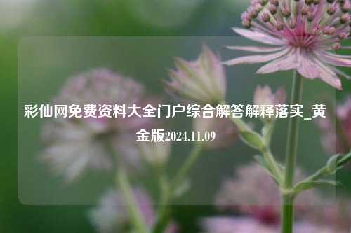 彩仙网免费资料大全门户综合解答解释落实_黄金版2024.11.09