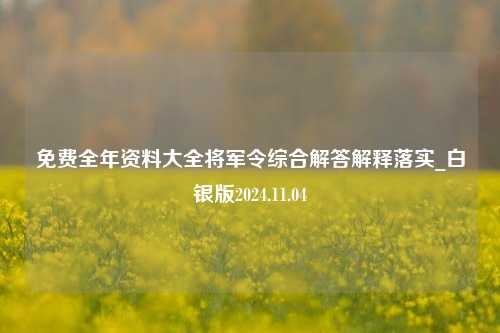 免费全年资料大全将军令综合解答解释落实_白银版2024.11.04