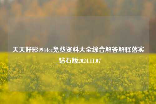 天天好彩9944cc免费资料大全综合解答解释落实_钻石版2024.11.07