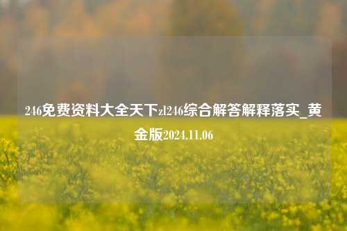 246免费资料大全天下zl246综合解答解释落实_黄金版2024.11.06