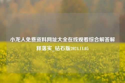 小龙人免费资料网址大全在线观看综合解答解释落实_钻石版2024.11.05