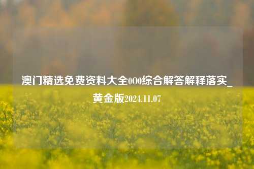 澳门精选免费资料大全0O0综合解答解释落实_黄金版2024.11.07