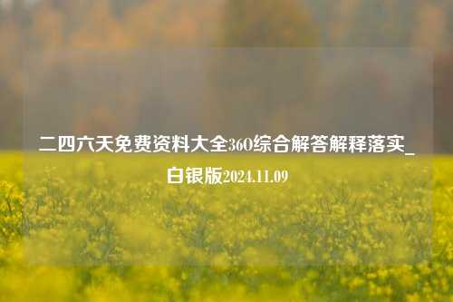 二四六天免费资料大全36O综合解答解释落实_白银版2024.11.09