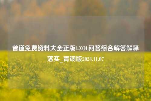 曾道免费资料大全正版l-ZOL问答综合解答解释落实_青铜版2024.11.07