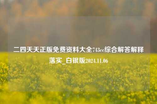 二四天天正版免费资料大全743cc综合解答解释落实_白银版2024.11.06