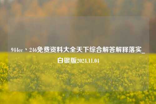 944cc丶246免费资料大全天下综合解答解释落实_白银版2024.11.04